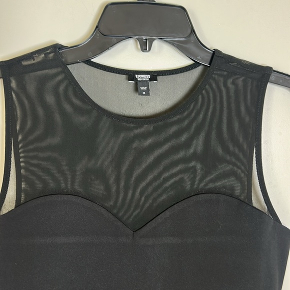 Express Body Contour Black Mesh Yoke sleeveless Bodysuit Size M - Picture 2 of 6
